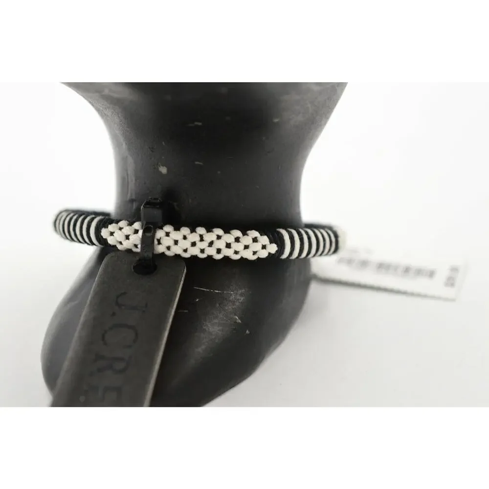 J Crew NWT Statement Cuff Bracelet Black White Friendship Fabric Unique Bin7